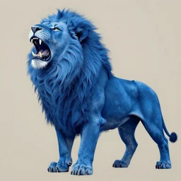 a blue roaring lion. intricate, matte painting, concept art, by greg rutkowski.