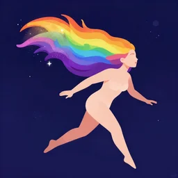 a beautiful woman with rainbow hair floating in space. her hair becomes a nebula. clean cel shaded vector art. shutterstock. behance hd by lois van baarle, artgerm, helen huang, by makoto shinkai and ilya kuvshinov, rossdraws, illustration, art by ilya kuvshinov