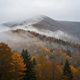 foggy appalachian mountain landscape in autumn by andreas franke