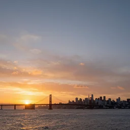 a fantastical sunset over the san francisco bay area, fantastical, transcendent, clean linework, dramatic, ultra realistic, epic scene, spectacular, finely detailed, award winning, 4 k, trending on artstation, photorealistic, volumetric lighting, octane render uhd artwork