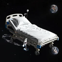 hospital bed floating in space