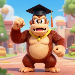 high school portrait grad picture of donkey kong, professional digital art, epic, fun, nintendo
