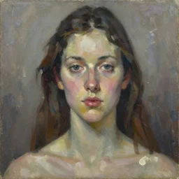 Oil painting Portrait by Jenny Saville and Lucian Freud, Abstract brush strokes, Masterpiece