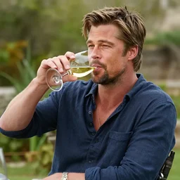 chris hemsworth drinking wine with brad pitt