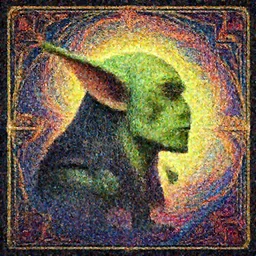 side profile centered painted portrait, green male gremlin orc rogue, long ears, D&D, Gloomhaven, matte painting concept art, art nouveau, beautifully backlit, swirly vibrant color lines, fantastically gaudy, aesthetic octane render, 8K HD Resolution, by ilya kuvshinov and Cushart Krentz and Gilleard James