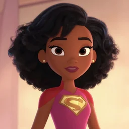 black female superhero, style of pixar, portrait, anime, cartoon, looking at the camera, uplight