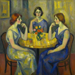 meeting of spirits of love oilpainted from Tamara de Lempicka