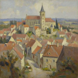 middle ages town, oil painting, oil in canvas, brushstrokes