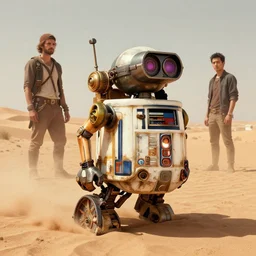 a steampunk r 2 d 2, on the sand of tatooine, concept art by ralph mcquarie and emmanuel shiu, trending on artstation