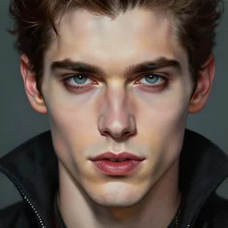 attractive twenty first century male vampires beautiful eyes. highly detailed painting by tom bagshaw 8 k
