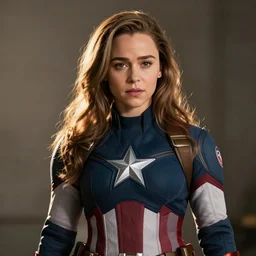 a portrait of Emilia Clarke as captain America, rim lit, soft, trending on artstation, instagram
