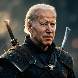 joe biden in the witcher 3, splash art, movie still, detailed face, cinematic lighting, ray tracing, octane render, long lens, shallow depth of field, bokeh, anamorphic lens flare, 8 k, hyper detailed, 3 5 mm film grain