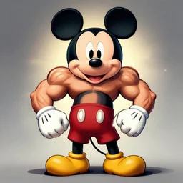 extremely muscular Mickey Mouse
