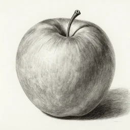 an apple, by Charles Bargue, academic, pencil drawing, monotone