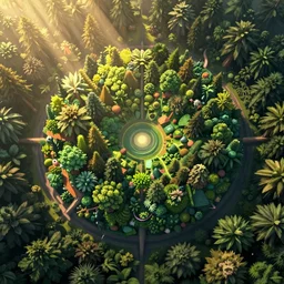 forest world of avatar ， central symmetrical composition, incredible, vector art, octane render, fabulous, hyper detailed, random cinematic view, no noise, global illumination, warm lighting, volumetric, godrays, vivid, beautiful
