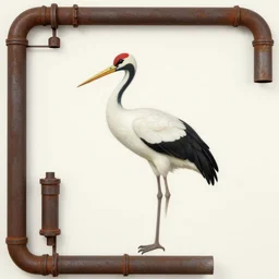 portrait of fashionable young an iranian prince who turns into a stork, artwork by john william waterhouse and denis sarazhin and klimt and rhads and dean ellis and detmold charles maurice, levitation, industrial rusty pipes, simple form, brutal shapes