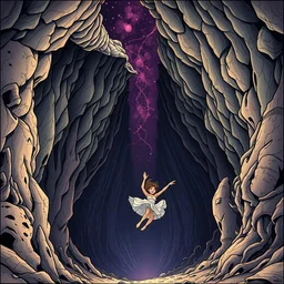 a dancer falls into a strange void, cartoon illustration masterpiece, intricate and interesting character design, comic strip art, by jim davis and kim jung gi and thomas kinkade and jacen burrows and lewis larosa and tom palmer and todd mcfarlane