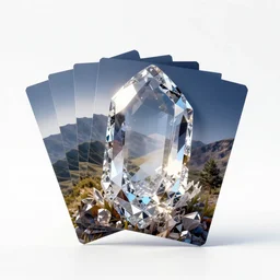 crystal postcard collection, stylized 3d render, isolated on a pure white background, centered, entire object in frame, sharp focus, soft studio lighting
