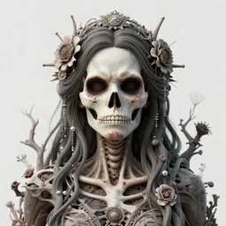 perfectly centered portrait front view of a angry dead rotten beautiful female corpse growing ornamentation all around, ornate, ornaments, detailed, symmetrical, elegant, beautifully soft lit, by wayne barlowe, peter mohrbacher, kelly mckernan, alphonse mucha