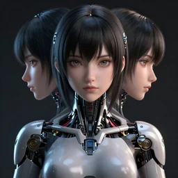symmetrical gorgeous anime girl cyborg - by tom bagshaw, by ilya kuvshinov, rtx rendering, octane render 1 2 8 k, maya, extreme high intricate details by wlop, digital anime art by ross tran, medium shot, close up shot, composition by sana takeda, dramatic lighting by greg rutkowski, 8 k, trending on artstation