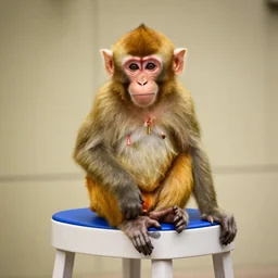 little monkey sitting on a ikea stool