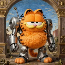 a mecha garfield, 1 7 0 0 renaissance painting