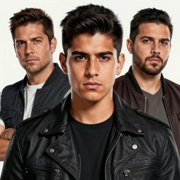 portrait of a young latino tough guy, art by manuel sanulian and tom bagshaw