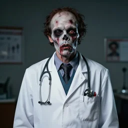 Portrait of a zombie dressed as a doctor