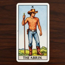 a beautiful tarot! card of a handsome shirtless cowboy wearing cowboy hat and boots with a chunky build and belly next to a campfire | golden hour, dark background | homoerotic! | art deco!, art nouveau | by Walter Crane, by Mark Maggiori | trending on artstation