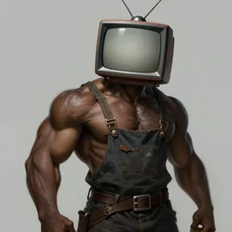 ! dream artwork of a tv - headed muscular blacksmith man with a tv on his head, cool style, concept art, super detailed, 4 k hd, trending on artstation, digital painted, low contrast, made by greg rutkowski and viktoria gavrilenko