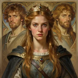 a portrait of Norse queen, highly detailed, digital painting, artstation, concept art, sharp focus, illustration, art by artgerm and greg rutkowski and alphonse mucha