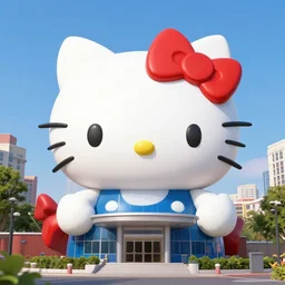 a large building shaped like hello kitty,
