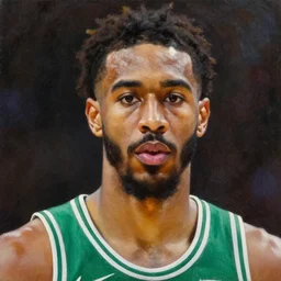 facial portrait of boston celtics point guard deshaun watson, oil on canvas by william sidney mount