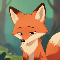 a sad cartoon anthro fox looking down