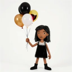 basquiat style girl holding balloons