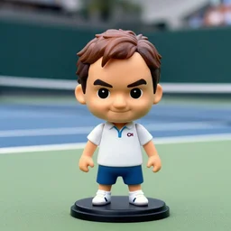 roger federer! as nendoroid, background is tennis court, kodak film