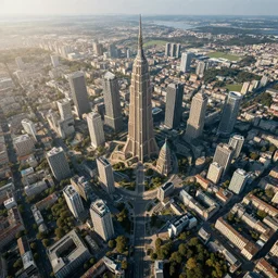 A fantasy city, drone shot, in style of Johannes Voss
