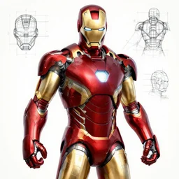 a detailed blueprint of iron man