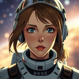 an anime portrait of beautiful emma watson as a space pilot still from robotech 1 9 8 5 by ilya kuvshinov katsuhiro otomo, magali villeneuve, artgerm, jeremy lipkin and michael garmash, rob rey and kentaro miura style, symmetrical, depth of field, deep focus