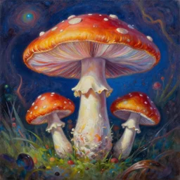 mushroom universe by Alex Gray, oil painting, highly detailed, psychedelic