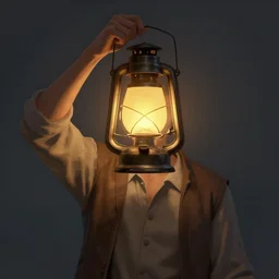 the man with the lantern head, artstation