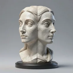 3D resin miniature sculpture of woman by Salvador Dali and Pablo Picasso, prefect symmetrical face, academic art, realistic,  8K, Introduction factory photo, Product Introduction Photo, Hyperrealism. Subsurface scattering, raytracing, Octane Render, Zbrush, simple background