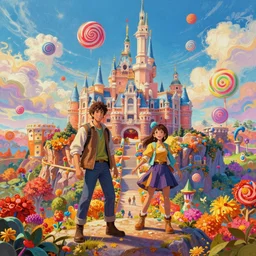 photo of cliff : 2 whimsical fairy wonderland vibrant colors candyland wonderland : 4 gouache swirls detailed, design by mark ryden and pixar and hayao miyazaki, unreal 5, daz, hyperrealistic, octane render, cosplay, dynamic lighting, intricate detail, harvest fall vibrancy, cinematic