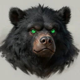goblinnose bugbear with greeneyes, art by artgerm and greg rutkowski and magali villeneuve, blackfur, d & d, fantasy, portrait, highly detailed, digital painting, trending on artstation, concept art, sharp focus, illustration