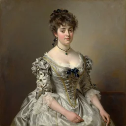 oil portrait of a victorian lady wearing a beautiful dress