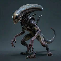 concept art of quadruped alien creature realistic, with no hair and scary look, lovecraft, horror movie