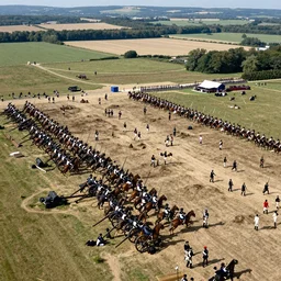 Aerial view of a battlefield during the napoleonic era. artillery infaantry and cavalary. Napoleon Versus Austria.