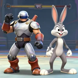 screenshot of marvel vs capcom iii, robocop vs bugs bunny.