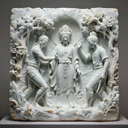 The Midjourney Multiverse, highly detailed carving on ,southern ice, porcelain, partially glazed, woodfired, art gallery
