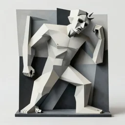 a cubistic depiction of the hell in Bauhaus style, disturbing,
